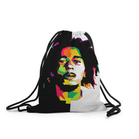 Рюкзак-мешок 3D с принтом Bob Marley в Кировске, 100% полиэстер | плотность ткани — 200 г/м2, размер — 35 х 45 см; лямки — толстые шнурки, застежка на шнуровке, без карманов и подкладки | боб марли | поп арт