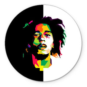 Коврик круглый с принтом Bob Marley в Кировске, резина и полиэстер | круглая форма, изображение наносится на всю лицевую часть | боб марли | поп арт