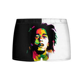 Мужские трусы 3D с принтом Bob Marley в Кировске, 50% хлопок, 50% полиэстер | классическая посадка, на поясе мягкая тканевая резинка | Тематика изображения на принте: боб марли | поп арт