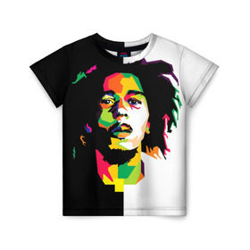 Детская футболка 3D с принтом Bob Marley в Кировске, 100% гипоаллергенный полиэфир | прямой крой, круглый вырез горловины, длина до линии бедер, чуть спущенное плечо, ткань немного тянется | боб марли | поп арт