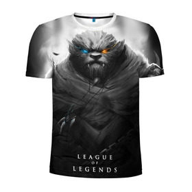Мужская футболка 3D спортивная с принтом Rengar LoL в Кировске, 100% полиэстер с улучшенными характеристиками | приталенный силуэт, круглая горловина, широкие плечи, сужается к линии бедра | league of legends | lol | rengar | лига легенд | лол | ренгар | тигр
