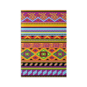 Обложка для паспорта матовая кожа с принтом Этнический орнамент в Кировске, натуральная матовая кожа | размер 19,3 х 13,7 см; прозрачные пластиковые крепления | пестрый | разноцветный | яркий