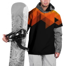 Накидка на куртку 3D с принтом Trianse в Кировске, 100% полиэстер |  | Тематика изображения на принте: оранжевый | полигон | треугольники | черный