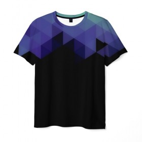 Мужская футболка 3D с принтом Trianse Blue в Кировске, 100% полиэфир | прямой крой, круглый вырез горловины, длина до линии бедер | blue | абстракция | бумага | геометрия | грани | изгиб | линии | оптические | полигоны | полосы | постель | розовый | синий | сочетания | текстура | треугольники