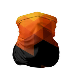 Бандана-труба 3D с принтом Trianse Orange в Кировске, 100% полиэстер, ткань с особыми свойствами — Activecool | плотность 150‒180 г/м2; хорошо тянется, но сохраняет форму | оранжевый | полигоны | треугольники | черный