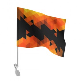 Флаг для автомобиля с принтом Trianse Orange в Кировске, 100% полиэстер | Размер: 30*21 см | оранжевый | полигоны | треугольники | черный