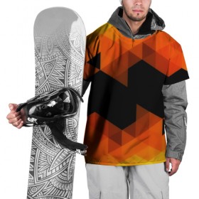 Накидка на куртку 3D с принтом Trianse Orange в Кировске, 100% полиэстер |  | оранжевый | полигоны | треугольники | черный