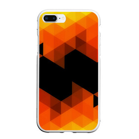 Чехол для iPhone 7Plus/8 Plus матовый с принтом Trianse Orange в Кировске, Силикон | Область печати: задняя сторона чехла, без боковых панелей | оранжевый | полигоны | треугольники | черный