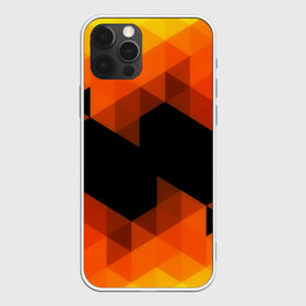 Чехол для iPhone 12 Pro Max с принтом Trianse Orange в Кировске, Силикон |  | оранжевый | полигоны | треугольники | черный