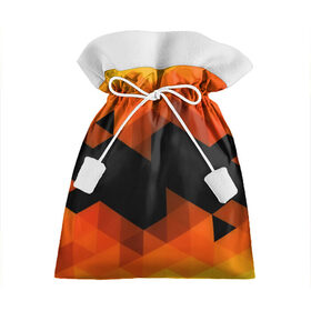 Подарочный 3D мешок с принтом Trianse Orange в Кировске, 100% полиэстер | Размер: 29*39 см | оранжевый | полигоны | треугольники | черный