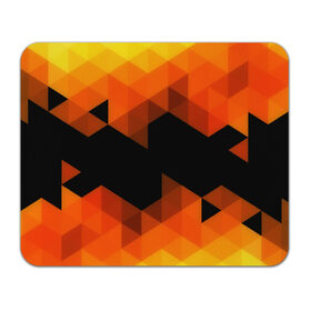 Коврик прямоугольный с принтом Trianse Orange в Кировске, натуральный каучук | размер 230 х 185 мм; запечатка лицевой стороны | оранжевый | полигоны | треугольники | черный