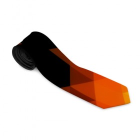 Галстук 3D с принтом Trianse Orange в Кировске, 100% полиэстер | Длина 148 см; Плотность 150-180 г/м2 | оранжевый | полигоны | треугольники | черный