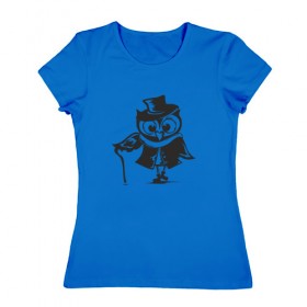 Женская футболка хлопок с принтом Сова -Шерлок Холмс в Кировске, 100% хлопок | прямой крой, круглый вырез горловины, длина до линии бедер, слегка спущенное плечо | 
