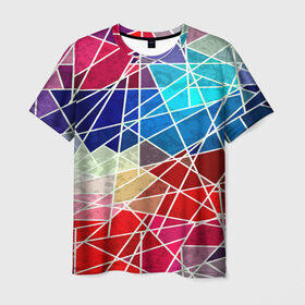 Мужская футболка 3D с принтом Осколки мозаики в Кировске, 100% полиэфир | прямой крой, круглый вырез горловины, длина до линии бедер | абстракция | краска | потертость | текстуры