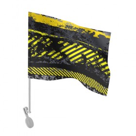 Флаг для автомобиля с принтом Grunge Line в Кировске, 100% полиэстер | Размер: 30*21 см | желтый | полосы | серый | черный