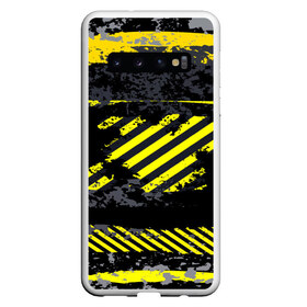 Чехол для Samsung Galaxy S10 с принтом Grunge Line в Кировске, Силикон | Область печати: задняя сторона чехла, без боковых панелей | Тематика изображения на принте: желтый | полосы | серый | черный