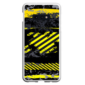 Чехол для Samsung S10E с принтом Grunge Line в Кировске, Силикон | Область печати: задняя сторона чехла, без боковых панелей | Тематика изображения на принте: желтый | полосы | серый | черный