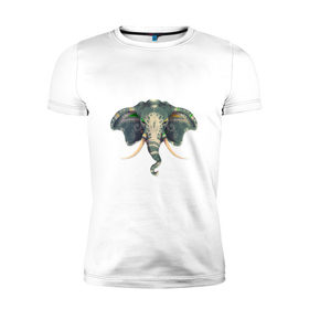 Мужская футболка премиум с принтом Индийский слон в Кировске, 92% хлопок, 8% лайкра | приталенный силуэт, круглый вырез ворота, длина до линии бедра, короткий рукав | Тематика изображения на принте: 