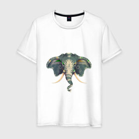Мужская футболка хлопок с принтом Индийский слон в Кировске, 100% хлопок | прямой крой, круглый вырез горловины, длина до линии бедер, слегка спущенное плечо. | 