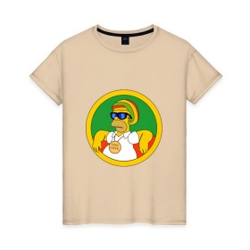 Женская футболка хлопок с принтом Раста-Гомер в Кировске, 100% хлопок | прямой крой, круглый вырез горловины, длина до линии бедер, слегка спущенное плечо | гомер | мульт | симпсоны