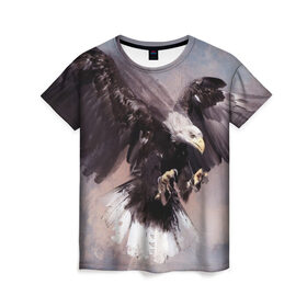 Женская футболка 3D с принтом Eagle в Кировске, 100% полиэфир ( синтетическое хлопкоподобное полотно) | прямой крой, круглый вырез горловины, длина до линии бедер | artwork | birds | eagle