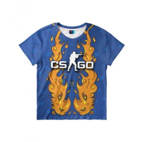 Детская футболка 3D с принтом Fire Elemental в Кировске, 100% гипоаллергенный полиэфир | прямой крой, круглый вырез горловины, длина до линии бедер, чуть спущенное плечо, ткань немного тянется | Тематика изображения на принте: counter | cs | cs:go | go | strike | дух | огня