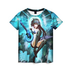 Женская футболка 3D с принтом Девушка с оружием в Кировске, 100% полиэфир ( синтетическое хлопкоподобное полотно) | прямой крой, круглый вырез горловины, длина до линии бедер | 