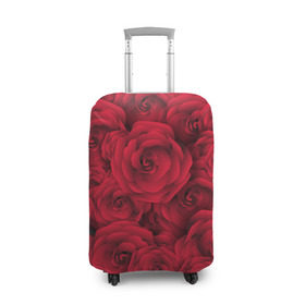 Чехол для чемодана 3D с принтом Красные розы в Кировске, 86% полиэфир, 14% спандекс | двустороннее нанесение принта, прорези для ручек и колес | любовь | мозаика | розы | сердце | узор