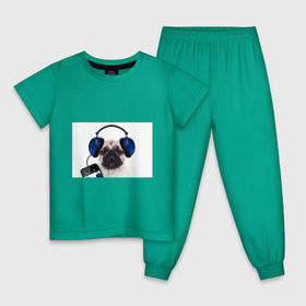 Детская пижама хлопок с принтом Мопс в наушниках в Кировске, 100% хлопок |  брюки и футболка прямого кроя, без карманов, на брюках мягкая резинка на поясе и по низу штанин
 | Тематика изображения на принте: дворняжка | домашние животные | любимец | мопс | пес | песик | питомец | собака | собачка