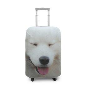 Чехол для чемодана 3D с принтом Самоед в Кировске, 86% полиэфир, 14% спандекс | двустороннее нанесение принта, прорези для ручек и колес | Тематика изображения на принте: далматин | лабрадор | любимец | овчарка | пес | питомец | самоед | собака | собачка | щенок
