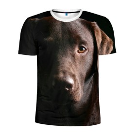 Мужская футболка 3D спортивная с принтом Лабрадор в Кировске, 100% полиэстер с улучшенными характеристиками | приталенный силуэт, круглая горловина, широкие плечи, сужается к линии бедра | Тематика изображения на принте: далматин | далматинец | дворняга | лабрадор | любимец | овчарка | пес | питомец | самоед | собака | собачка | щенок