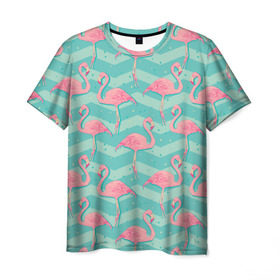 Мужская футболка 3D с принтом flamingo в Кировске, 100% полиэфир | прямой крой, круглый вырез горловины, длина до линии бедер | flamingo | абстракция | фламинго