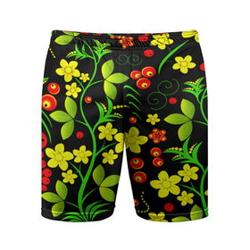 Мужские шорты 3D спортивные с принтом Natural flowers в Кировске,  |  | flower | орнамент | паттерн | хохлома | цветы