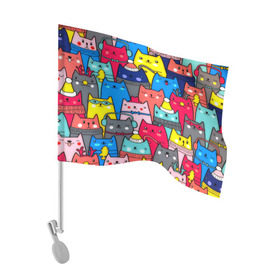 Флаг для автомобиля с принтом Котики в Кировске, 100% полиэстер | Размер: 30*21 см | кошки | паттерн | разноцветный | яркий