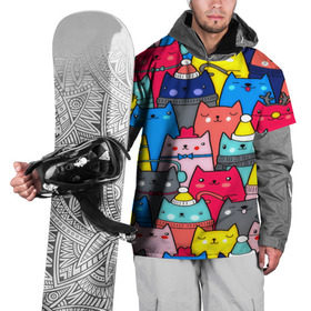 Накидка на куртку 3D с принтом Котики в Кировске, 100% полиэстер |  | кошки | паттерн | разноцветный | яркий