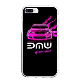 Чехол для iPhone 7Plus/8 Plus матовый с принтом BMW glamour в Кировске, Силикон | Область печати: задняя сторона чехла, без боковых панелей | bmw | m5 | pink | авто | автомобиль | бмв | гламур | машина | розовый | стиль | тачка | элита