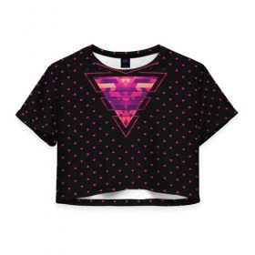 Женская футболка 3D укороченная с принтом Треугольная геометрия в Кировске, 100% полиэстер | круглая горловина, длина футболки до линии талии, рукава с отворотами | geometry | triangle | геометрия | треугольник