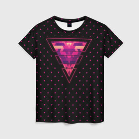 Женская футболка 3D с принтом Треугольная геометрия в Кировске, 100% полиэфир ( синтетическое хлопкоподобное полотно) | прямой крой, круглый вырез горловины, длина до линии бедер | geometry | triangle | геометрия | треугольник