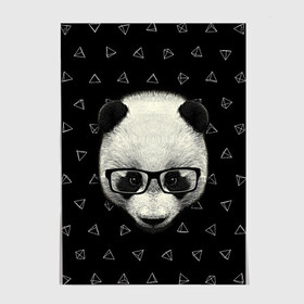 Постер с принтом Умная панда в Кировске, 100% бумага
 | бумага, плотность 150 мг. Матовая, но за счет высокого коэффициента гладкости имеет небольшой блеск и дает на свету блики, но в отличии от глянцевой бумаги не покрыта лаком | animal | bear | beast | hipster | panda | smart | животное | зверь | медведь | очки | панда | свэг | умный | хипстер