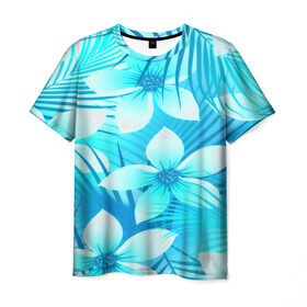 Мужская футболка 3D с принтом Tropical Flower в Кировске, 100% полиэфир | прямой крой, круглый вырез горловины, длина до линии бедер | flower | паттерн | цветы | яркий