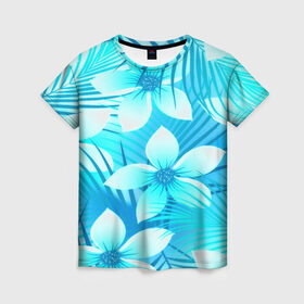 Женская футболка 3D с принтом Tropical Flower в Кировске, 100% полиэфир ( синтетическое хлопкоподобное полотно) | прямой крой, круглый вырез горловины, длина до линии бедер | flower | паттерн | цветы | яркий