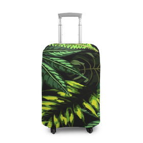 Чехол для чемодана 3D с принтом Листья в Кировске, 86% полиэфир, 14% спандекс | двустороннее нанесение принта, прорези для ручек и колес | зеленый | листва | паттерн