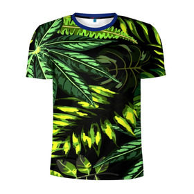 Мужская футболка 3D спортивная с принтом Листья в Кировске, 100% полиэстер с улучшенными характеристиками | приталенный силуэт, круглая горловина, широкие плечи, сужается к линии бедра | зеленый | листва | паттерн