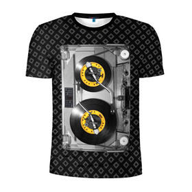 Мужская футболка 3D спортивная с принтом DJ Tape в Кировске, 100% полиэстер с улучшенными характеристиками | приталенный силуэт, круглая горловина, широкие плечи, сужается к линии бедра | dj | equalizer | music | retro | sound | tape | диджей | кассета | меломан | музыка | пленка | ретро | эквалайзер
