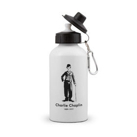 Бутылка спортивная с принтом Чарли Чаплин в Кировске, металл | емкость — 500 мл, в комплекте две пластиковые крышки и карабин для крепления | 