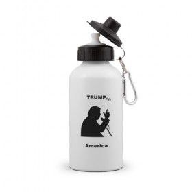 Бутылка спортивная с принтом Дональд Трамп в Кировске, металл | емкость — 500 мл, в комплекте две пластиковые крышки и карабин для крепления | Тематика изображения на принте: 