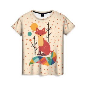Женская футболка 3D с принтом Осенняя лисичка в Кировске, 100% полиэфир ( синтетическое хлопкоподобное полотно) | прямой крой, круглый вырез горловины, длина до линии бедер | animal | beast | cat | fox | kitty | nature | orange | животное | зверь | кот | котик | кошка | лиса | лисичка | оранжевая | осень | природа
