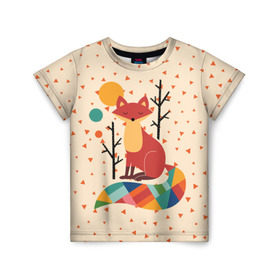 Детская футболка 3D с принтом Осенняя лисичка в Кировске, 100% гипоаллергенный полиэфир | прямой крой, круглый вырез горловины, длина до линии бедер, чуть спущенное плечо, ткань немного тянется | animal | beast | cat | fox | kitty | nature | orange | животное | зверь | кот | котик | кошка | лиса | лисичка | оранжевая | осень | природа