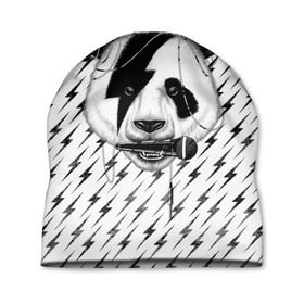 Шапка 3D с принтом Панда вокалист в Кировске, 100% полиэстер | универсальный размер, печать по всей поверхности изделия | animal | bear | beast | metal | music | nature | panda | rock | sound | vocal | вокал | животное | зверь | звук | медведь | меломан | метал | мишка | музыка | панда | природа | рок