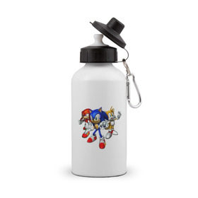 Бутылка спортивная с принтом Sonic в Кировске, металл | емкость — 500 мл, в комплекте две пластиковые крышки и карабин для крепления | games | sonic | игры | соник